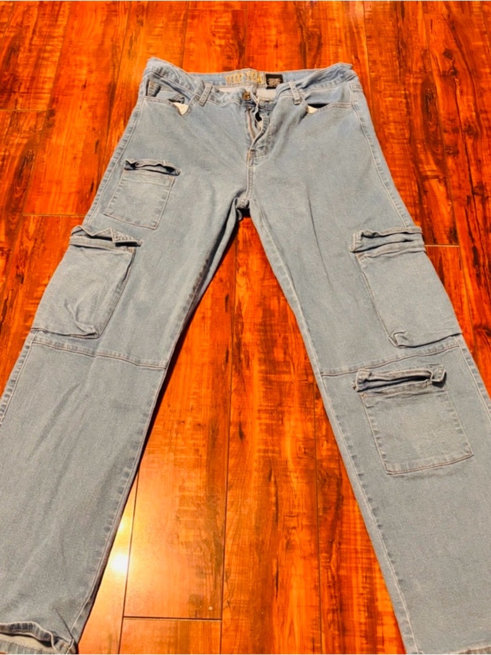 VIP Light Blue Denim Jeans with Yellow Embroidered Logo